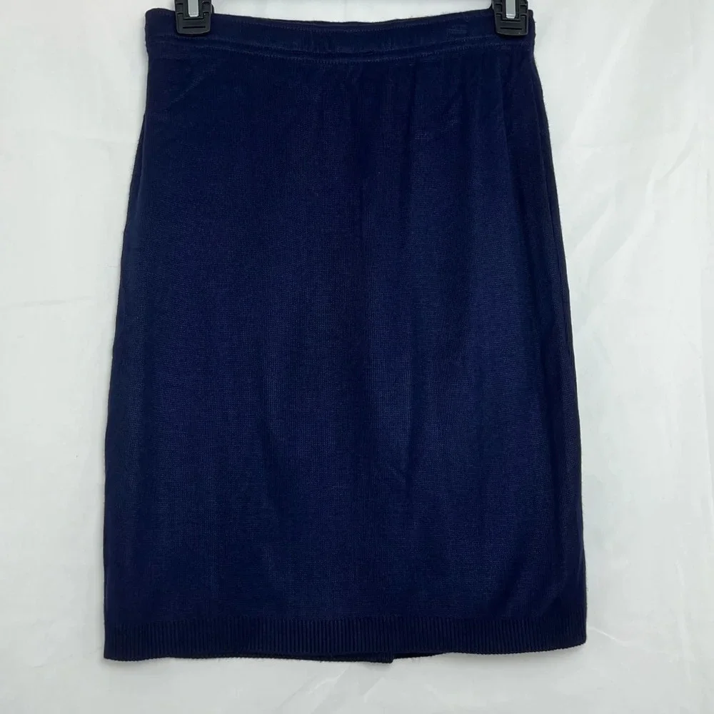 Women's Vintage St. John Sport‎ By Marie Gray Pencil Knot Skirt, Size 2, Navy